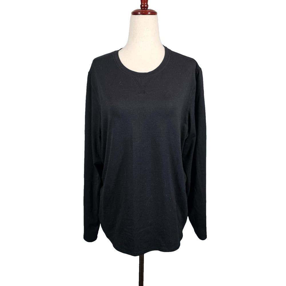 Free Country Women's Jet Black Long Sleeve Crew Neck T-Shirt‎ Pullover Size XL